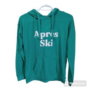 MYSTYLE Green Knit Graphic Hoodie Size Small